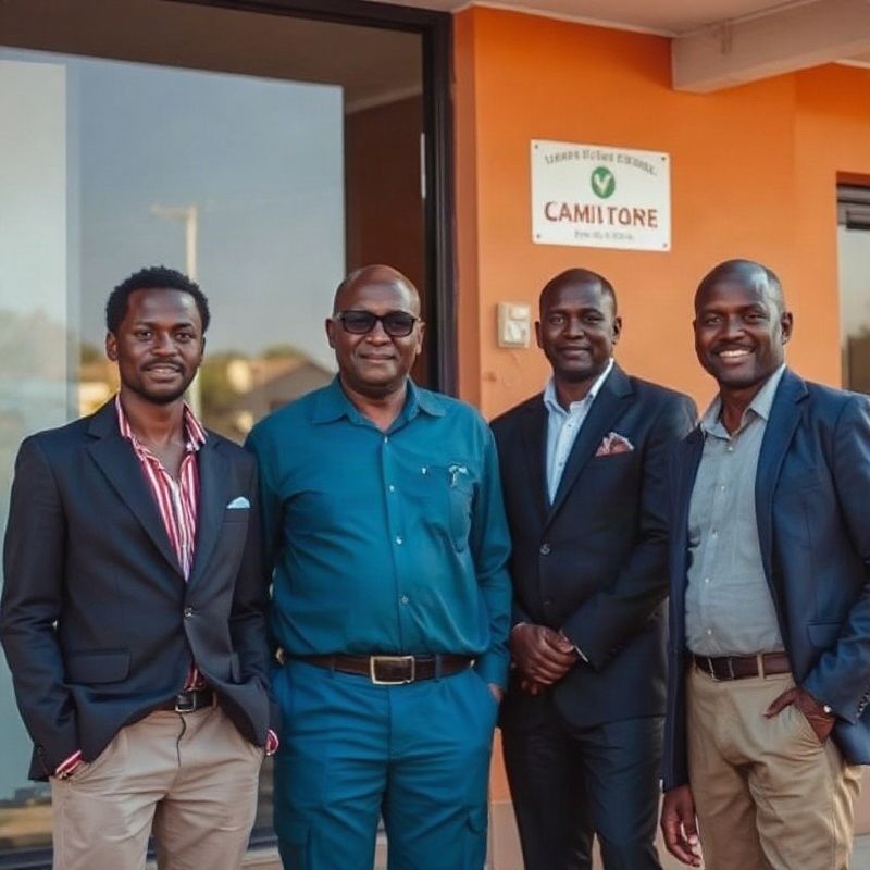 A small team of four Kenyan professionals outside a Malindi business on Lamu Road
